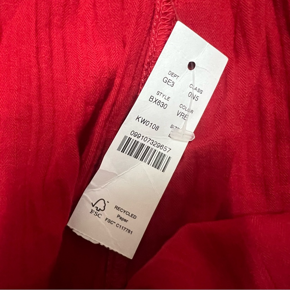 J Crew Relaxed Beach Pants Womens Large Red Airy Gauze BX630 Travel Cover Up NEW - Picture 7 of 11